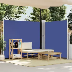 Lahtitõmmatav terrassi külgmarkiis privaatsusseinina, 170 x 1200 cm, sinine ja hall