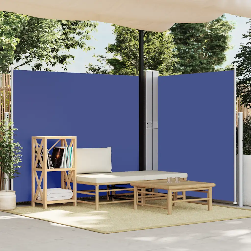 Lahtitõmmatav terrassi külgmarkiis privaatsusseinina, 170 x 1200 cm, sinine ja hall