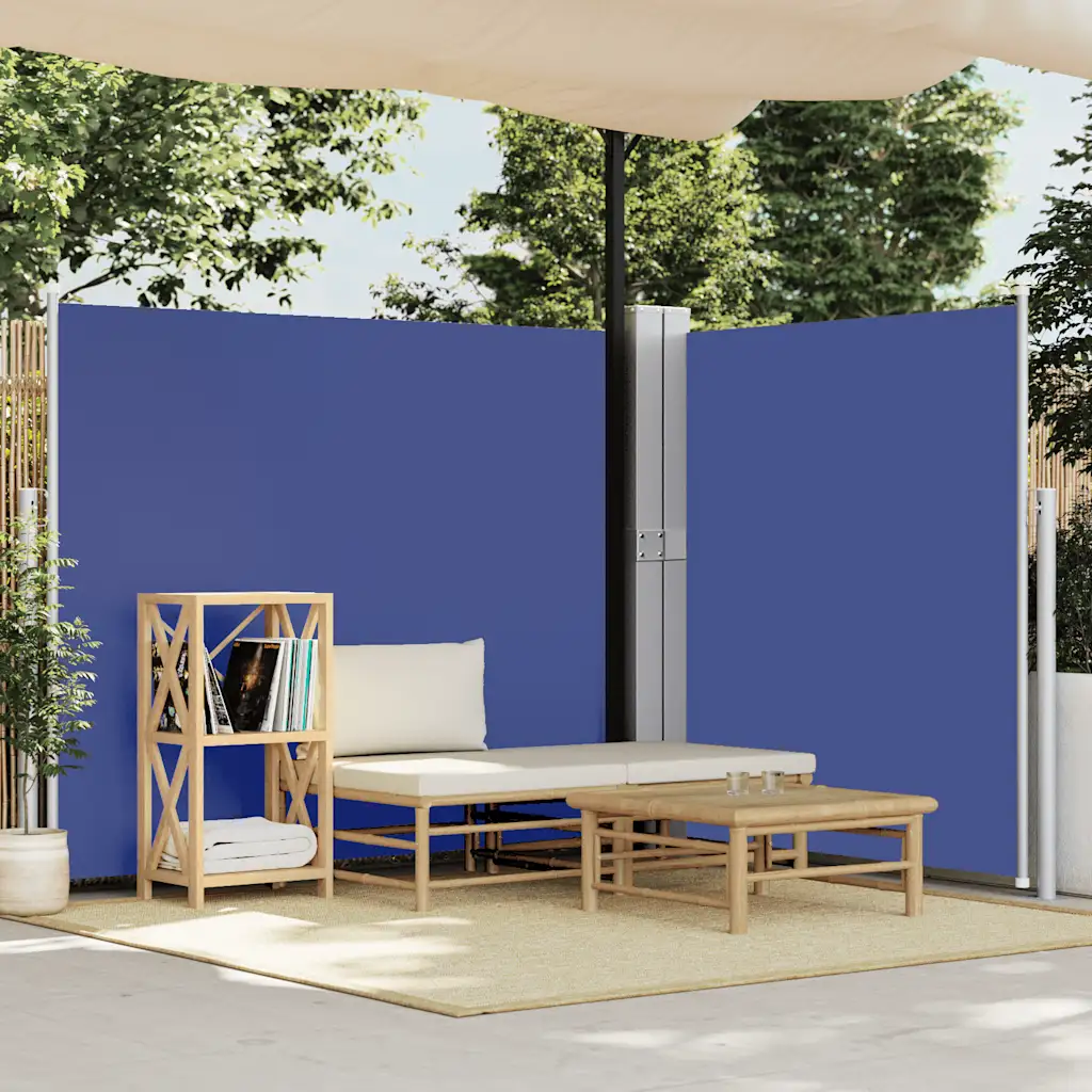 Lahtitõmmatav terrassi külgmarkiis privaatsusseinina, 170 x 1200 cm, sinine ja hall
