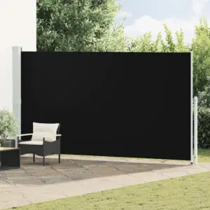 Lahtitõmmatav terrassi külgmarkiis privaatsussein, 200 x 500 cm, must ja hall
