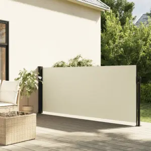 Lahtitõmmatav terrassi külgsein, kreemjasvalge, 120 x 600 cm