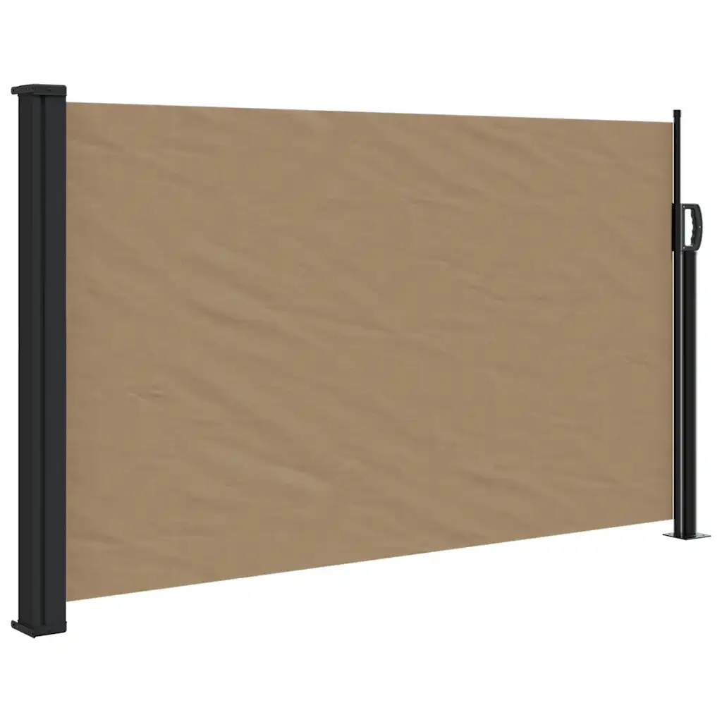 Lahtitõmmatav terrassi külgsein, pruunikashall, PU-kattega polüester, teras- ja alumiiniumraam, 120 x 600 cm
