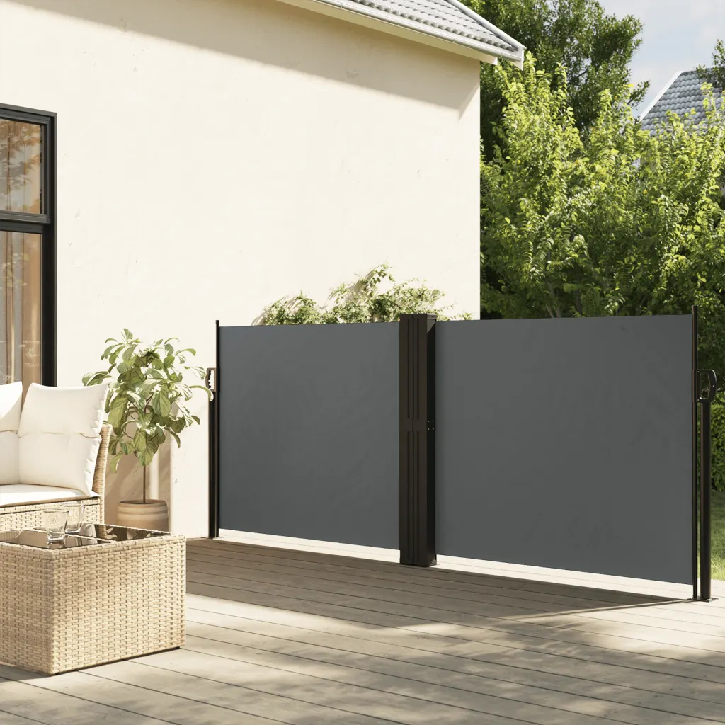 Lahtitõmmatav terrassi külgsein, antratsiithall, 140 x 600 cm
