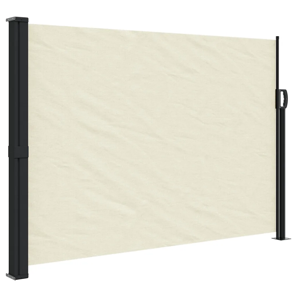 Lahtitõmmatav terrassi külgsein privaatsuse jaoks, kreemjasvalge, 140 x 600 cm