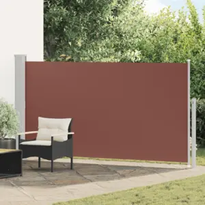 Lahtitõmmatav terrassi külgsein privaatsuseks, teraspostidega, pruun, 160 x 300 cm
