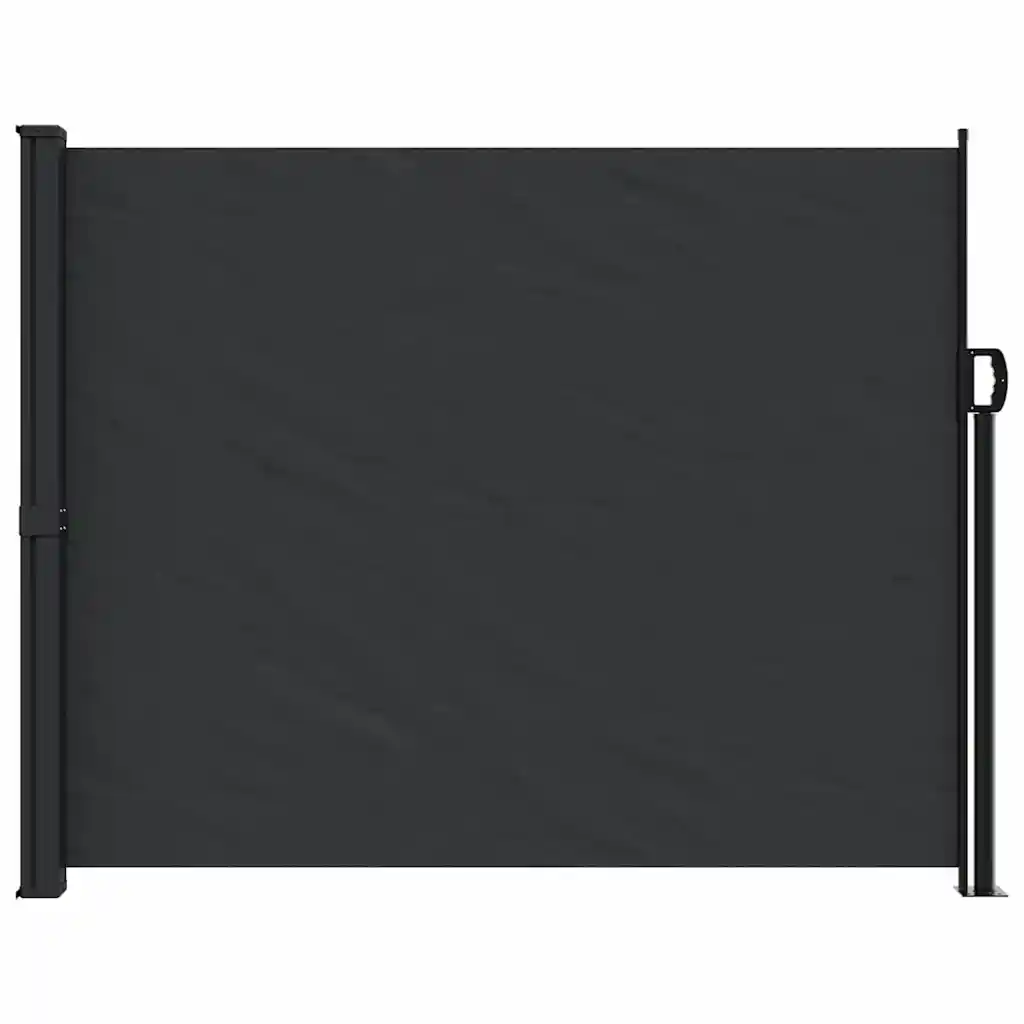 Lahtitõmmatav terrassi külgsein, privaatsussein, must, 160 x 500 cm, PU-kattega polüester, teras- ja alumiiniumraam