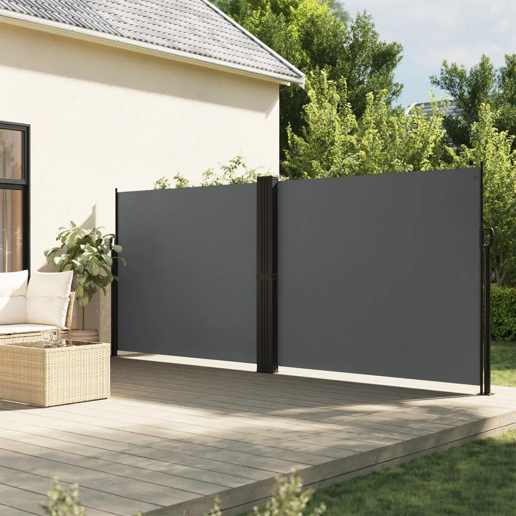 Lahtitõmmatav terrassi külgsein privaatsuseks, antratsiithall, 180 x 600 cm