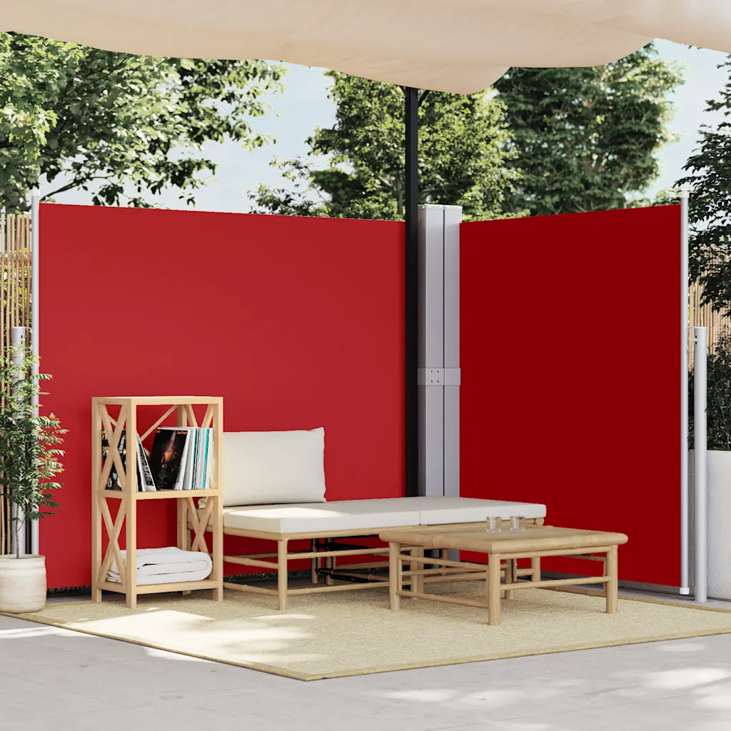 Lahtitõmmatav terrassi külgsein privaatsuse ja tuulekaitsega, punane, 180 x 600 cm