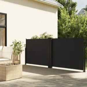 Lahtitõmmatav terrassi külgsein privaatsuse ja tuulekaitsega, must, 120 x 1200 cm