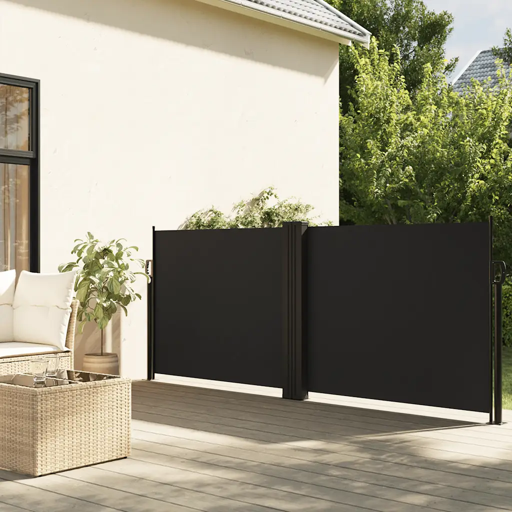 Lahtitõmmatav terrassi külgsein privaatsuseks, must, 120 x 600 cm