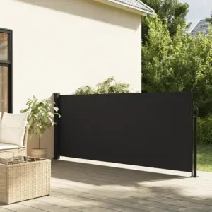 Lahtitõmmatav terrassi külgsein privaatsuseks, must, 140 x 300 cm
