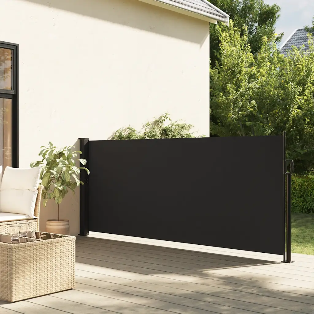 Lahtitõmmatav terrassi külgsein, must, 140 x 500 cm