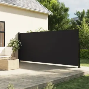 Lahtitõmmatav terrassi külgsein privaatsuseks, must, 160 x 300 cm