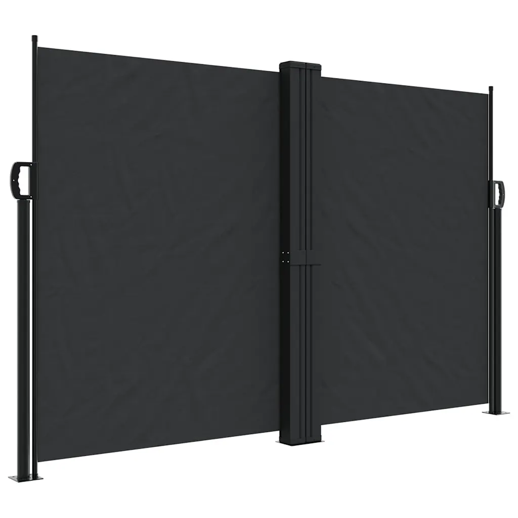 Lahtitõmmatav terrassi külgsein, must privaatsussein, vee- ja UV-kindel, 160 x 600 cm