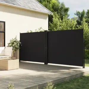 Lahtitõmmatav terrassi külgsein privaatsuseks, must, 180 x 1200 cm