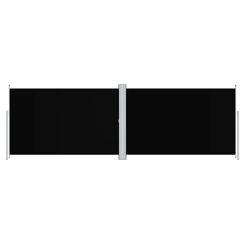 Lahtitõmmatav kahepoolne terrassi külgsein, must, 200 x 600 cm