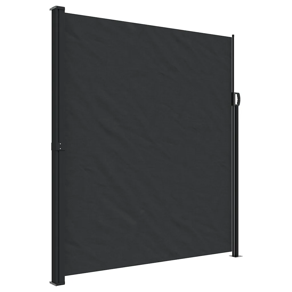 Lahtitõmmatav terrassi privaatsussein, must, 220 x 500 cm, PU-kattega polüester, teras- ja alumiiniumraam