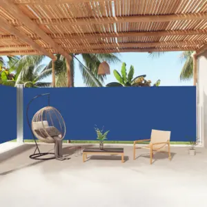 Lahtitõmmatav terrassi külgsein tuule- ja privaatsuskaitseks, sinine, 200 x 1000 cm