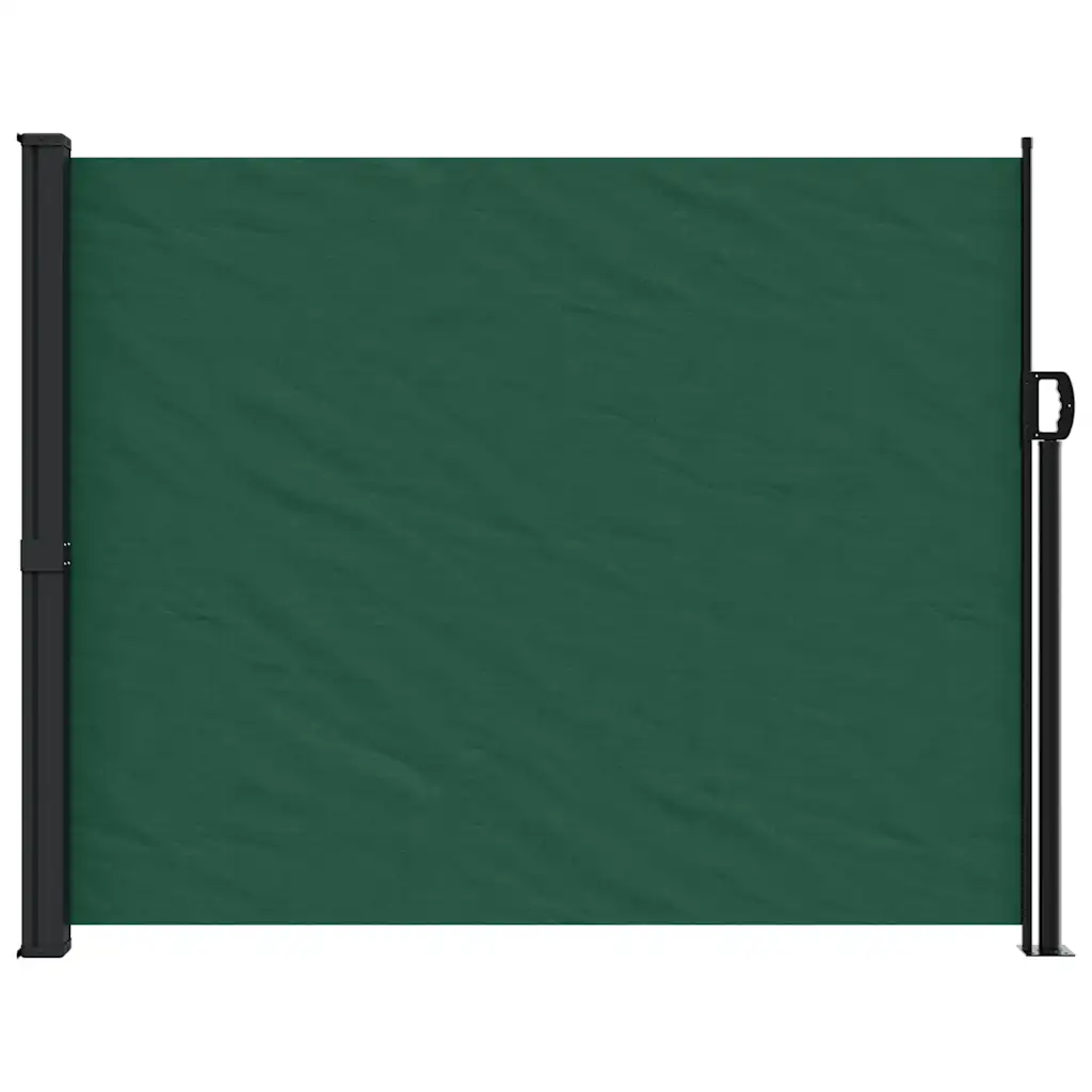 Lahtitõmmatav terrassi privaatsussein, tumeroheline, 160 x 500 cm, PU-kattega polüester, teras- ja alumiiniumraam