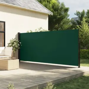 Lahtitõmmatav terrassi külgsein privaatsuse jaoks, tumeroheline, 170 x 300 cm