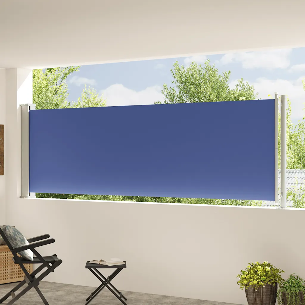 Lahtitõmmatav terrassi külgsirm, sinine, 117 x 600 cm