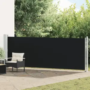 Lahtitõmmatav terrassi külgsirm, must ja hall, 140 x 600 cm