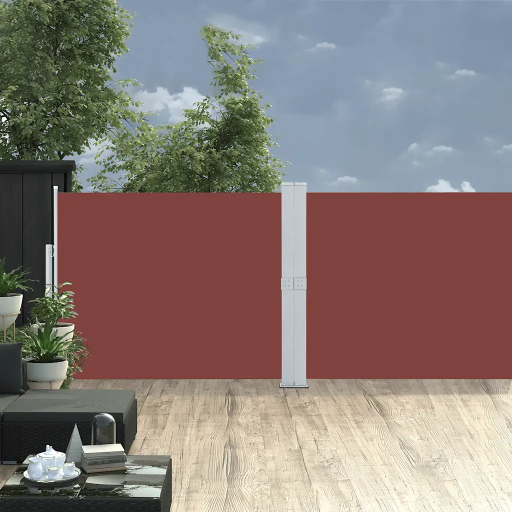 Lahtitõmmatav terrassi külgsirm, pruun-hall, 140 x 1200 cm