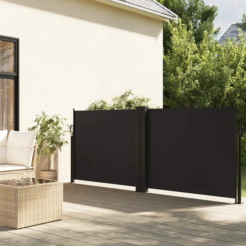 Lahtitõmmatav terrassi privaatsussein, must, 100 x 1000 cm