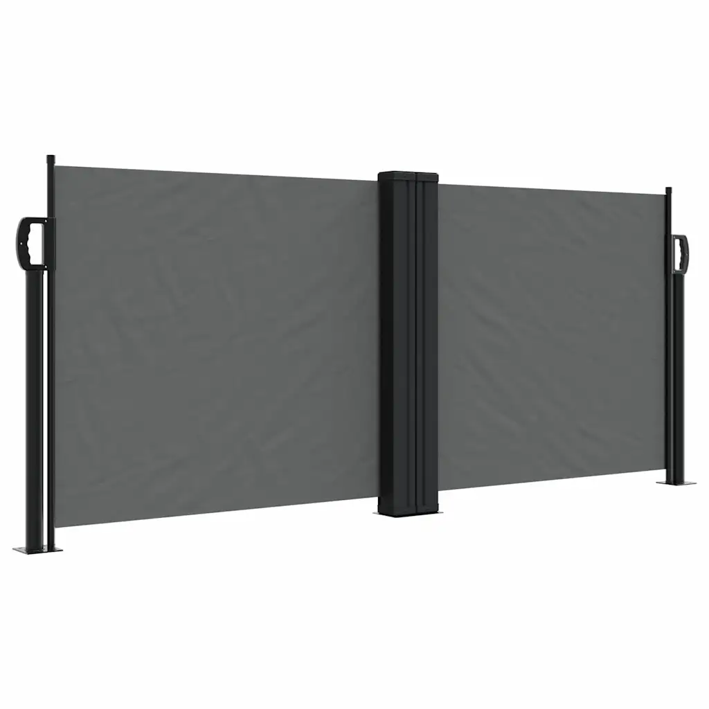 Lahtitõmmatav terrassi privaatsussein, antratsiithall, 100 x 1000 cm, PU-kattega polüester, terasraam