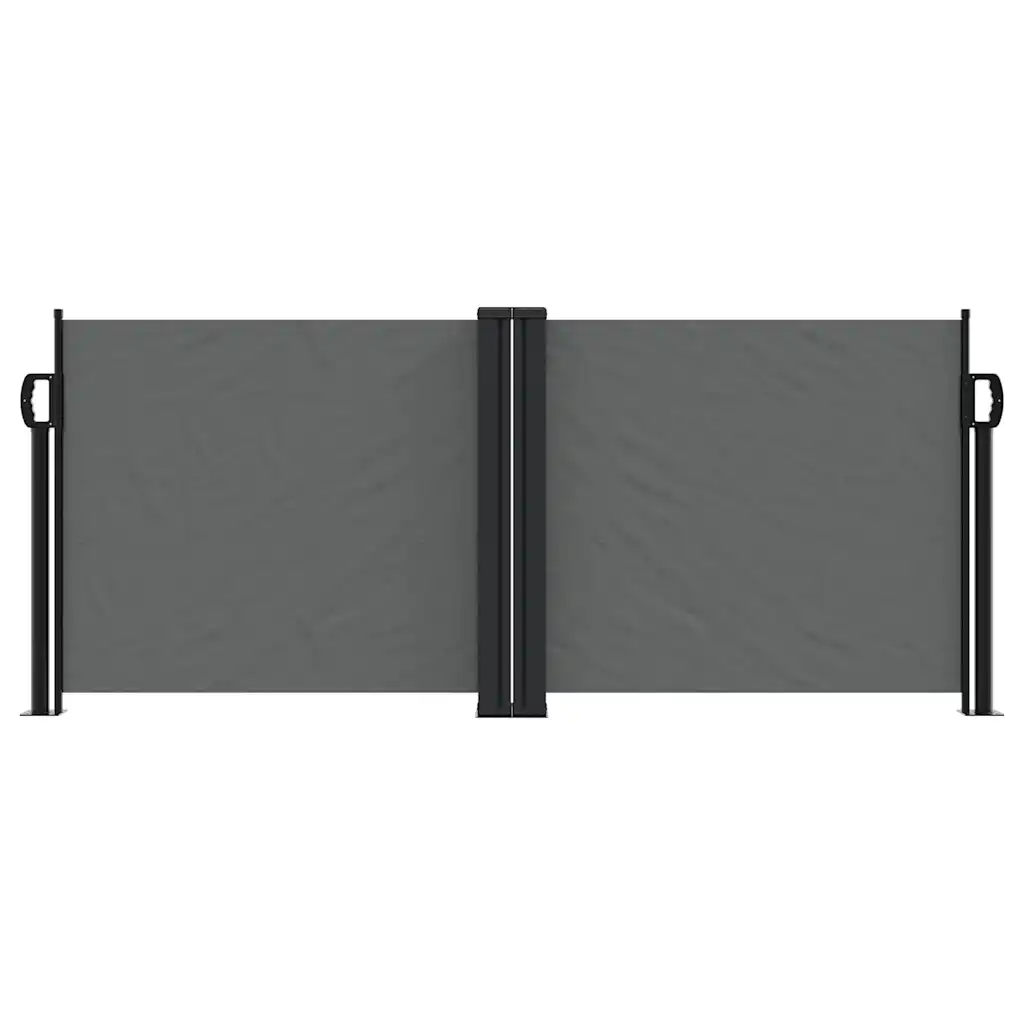 Lahtitõmmatav terrassi privaatsussein, antratsiithall, 100 x 1000 cm, PU-kattega polüester, terasraam