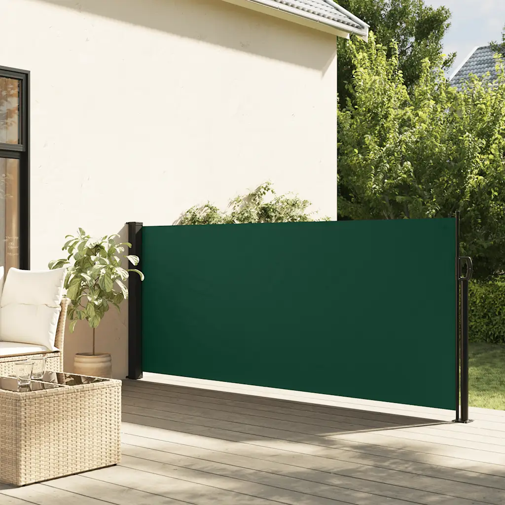 Lahtitõmmatav terrassi privaatsussein, tumeroheline, 100 x 500 cm