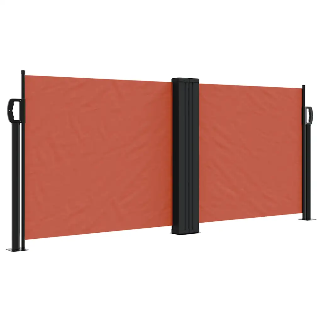 Lahtitõmmatav terrassi privaatsussein, terrakota, 100 x 600 cm, PU-kattega polüester, terasraam