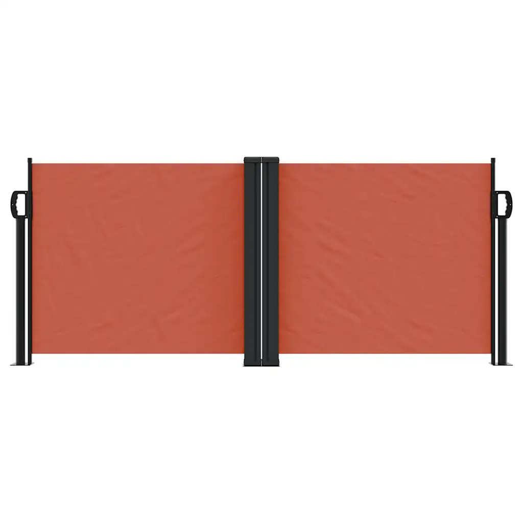Lahtitõmmatav terrassi privaatsussein, terrakota, 100 x 600 cm, PU-kattega polüester, terasraam