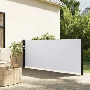Lahtitõmmatav terrassi privaatsussein, valge, 117 x 300 cm