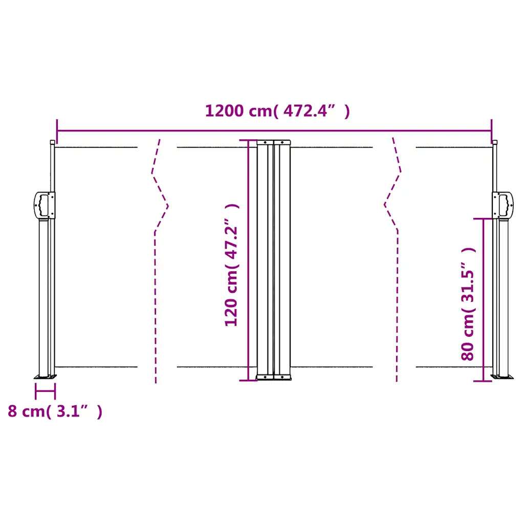 Lahtitõmmatav terrassi privaatsussein, beež, 120 x 1200 cm, PU-kattega polüester ja terasraam