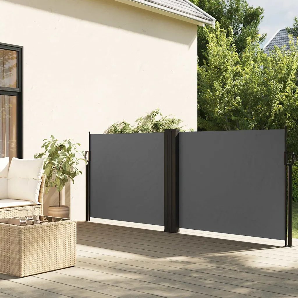 Lahtitõmmatav terrassi privaatsussein, antratsiithall, 120 x 600 cm