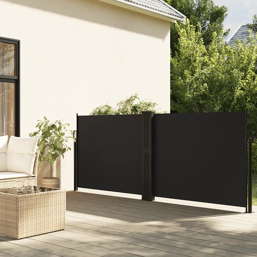 Lahtitõmmatav terrassi privaatsussein, must, 140 x 1000 cm