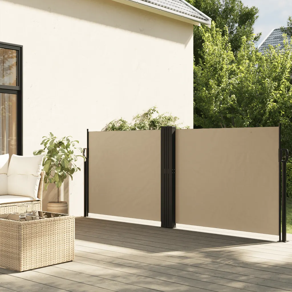 Lahtitõmmatav terrassi privaatsussein, beež, 140 x 1000 cm
