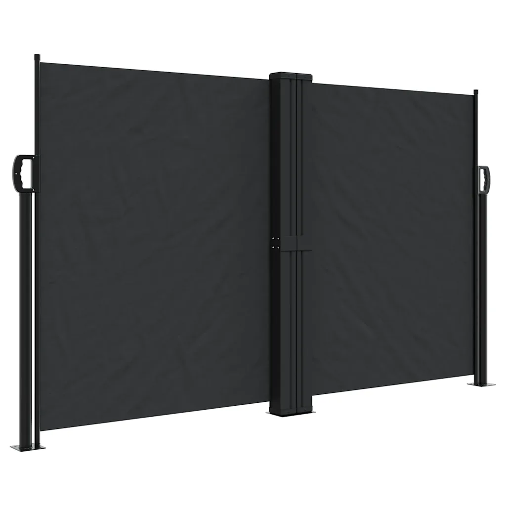 Lahtitõmmatav terrassi privaatsussein, must, 140 x 1200 cm, PU-kattega polüester, teras- ja alumiiniumraam