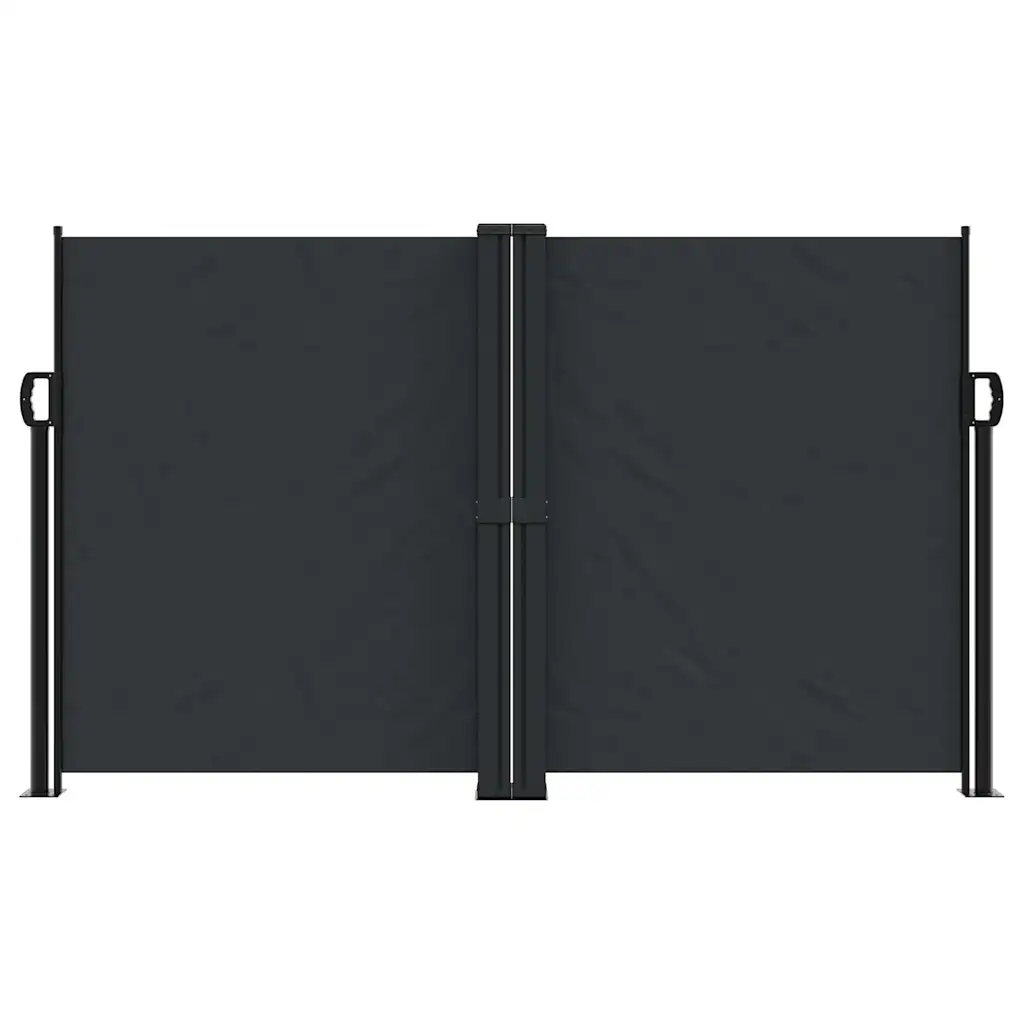 Lahtitõmmatav terrassi privaatsussein, must, 140 x 1200 cm, PU-kattega polüester, teras- ja alumiiniumraam