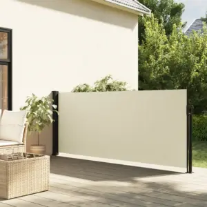 Lahtitõmmatav terrassi privaatsussein, kreemjasvalge, vee- ja UV-kindel, 140 x 300 cm