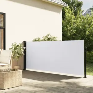 Lahtitõmmatav terrassi privaatsussein, valge, 140 x 300 cm