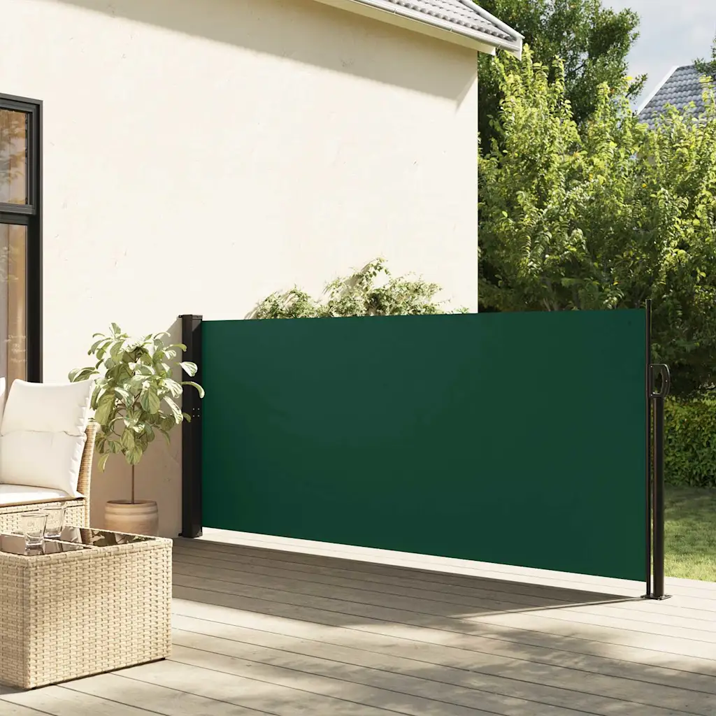 Lahtitõmmatav terrassi privaatsussein, tumeroheline, 140 x 500 cm