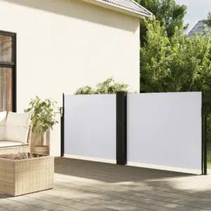 Lahtitõmmatav terrassi privaatsussein, valge, 140 x 600 cm