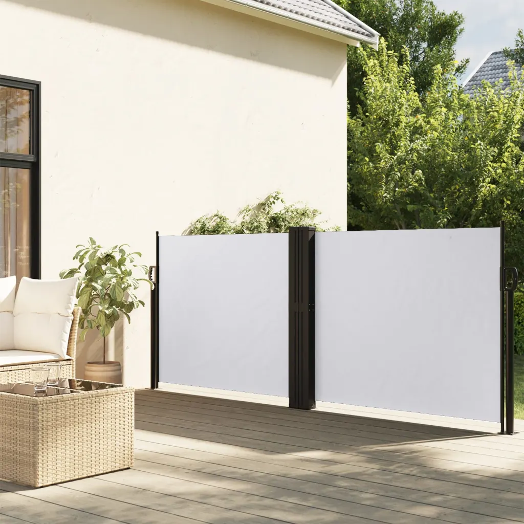 Lahtitõmmatav terrassi privaatsussein, valge, 140 x 600 cm