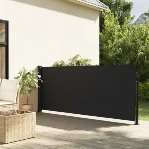 Lahtitõmmatav terrassi privaatsussein, must, 140 x 600 cm