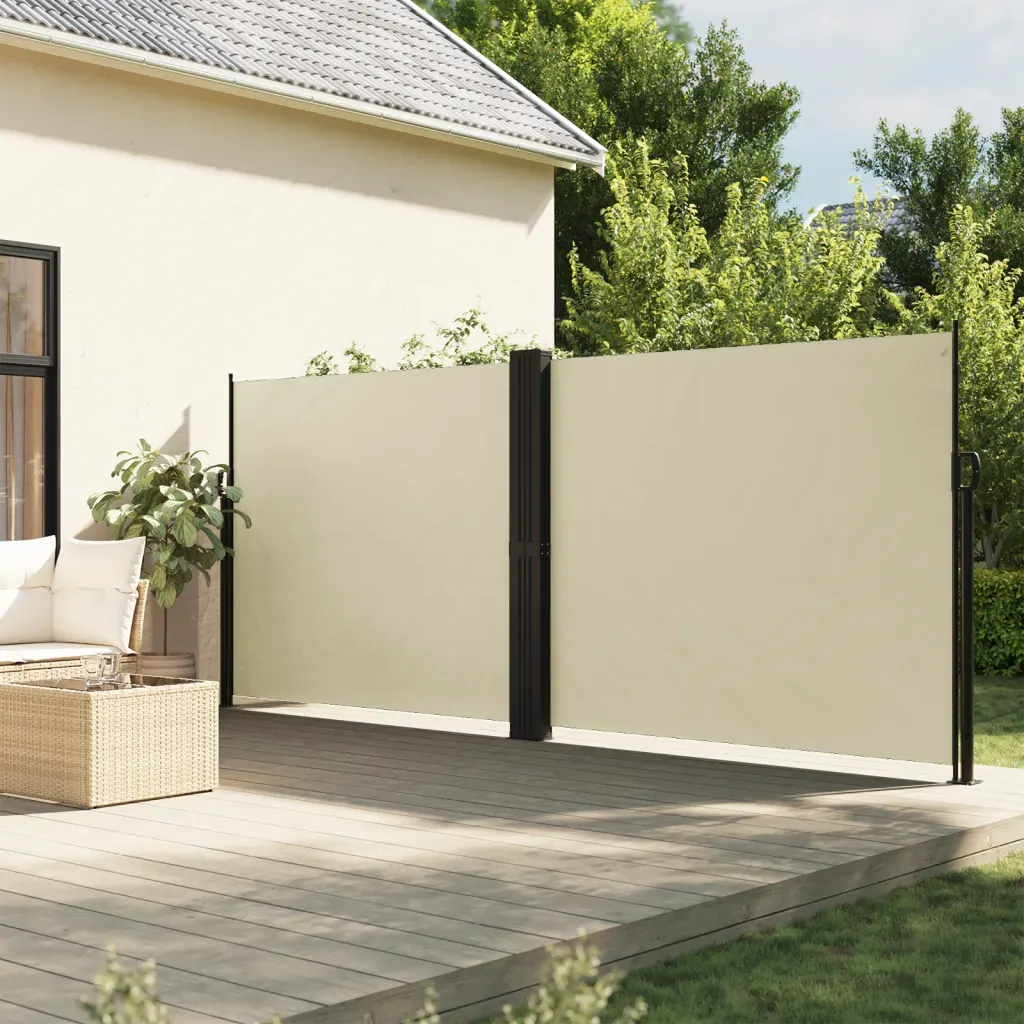 Lahtitõmmatav terrassi privaatsussein, kreemjasvalge, 160 x 1200 cm