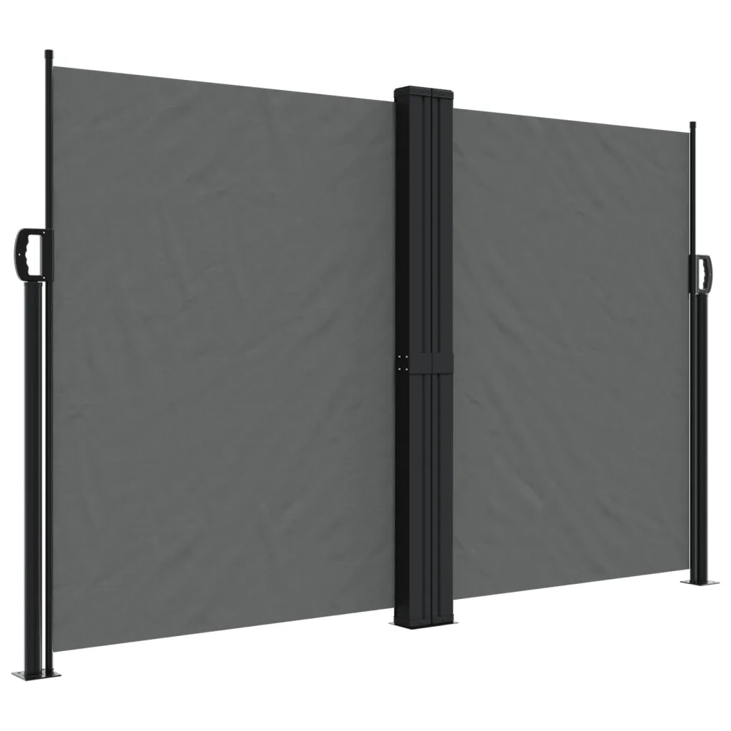Lahtitõmmatav terrassi privaatsussein, antratsiithall, 160 x 1200 cm, polüester, teras- ja alumiiniumraam
