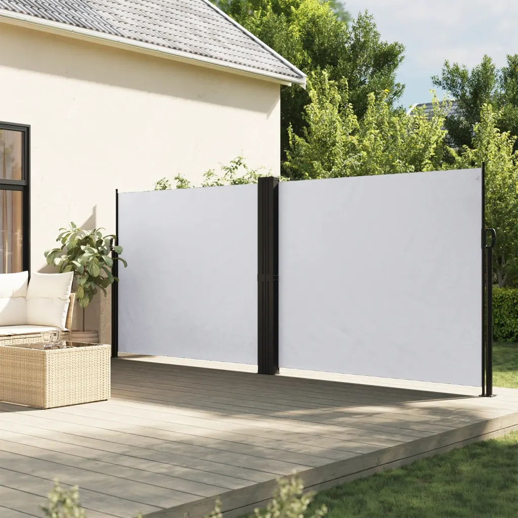 Lahtitõmmatav terrassi privaatsussein, valge, 160 x 1200 cm