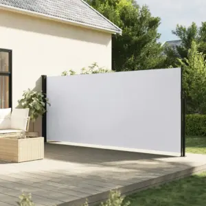 Lahtitõmmatav terrassi privaatsussein, valge, vee- ja UV-kindel, 170 x 300 cm